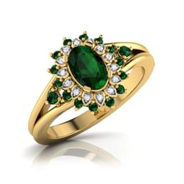 Yellow Gold Emerald Halo Ring Style ring_168