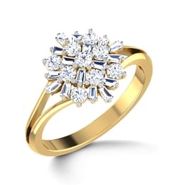 Yellow Gold Diamond Cluster Solitaire Ring
