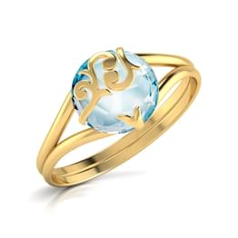 Yellow Gold Aquamarine Heart Ring
