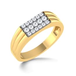 Yellow Gold Channel Diamond Signet Ring