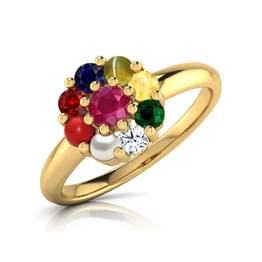Yellow Gold Multi Gemstone Multicolor Gemstone Cluster Ring Style ring_192